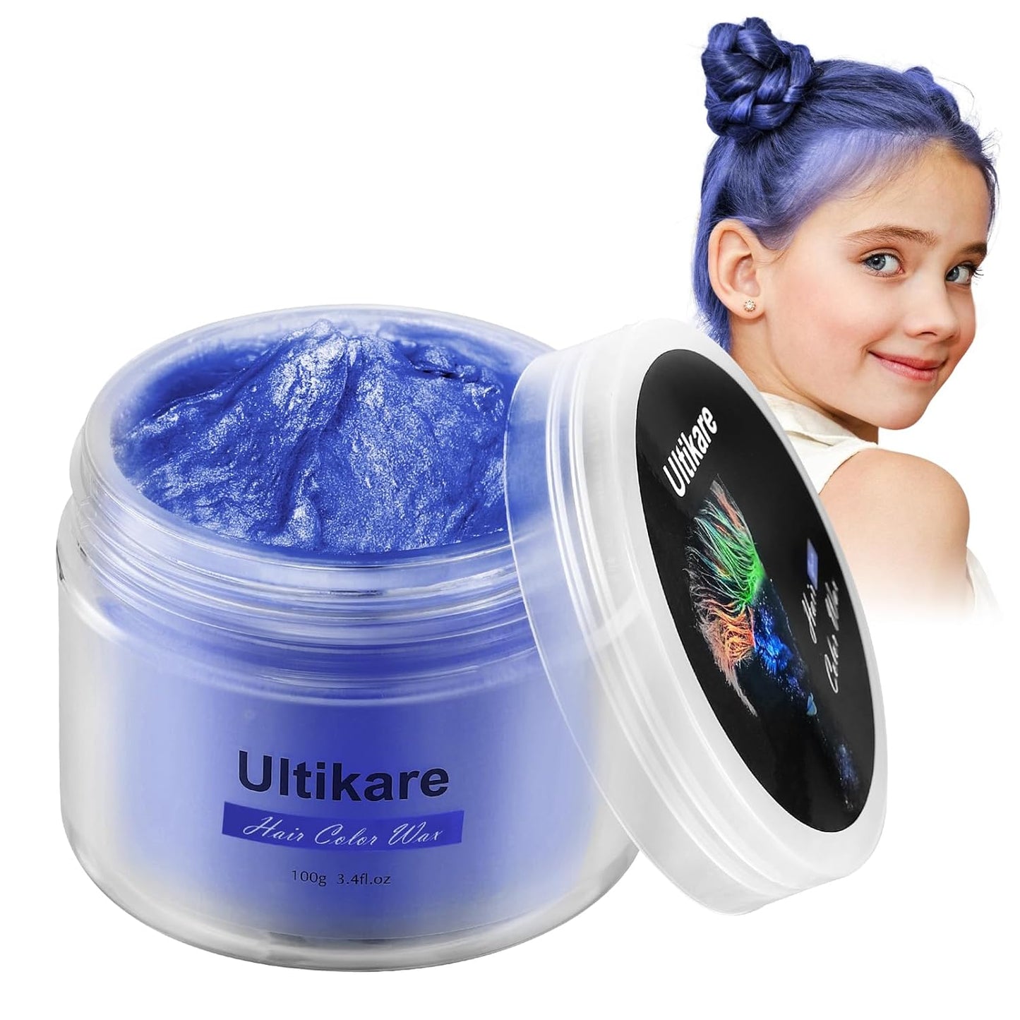 Temporary Hair Color for Kids, Ultikare Orange Hair Dye Washable Natural Hair Wax Color Chalk Mud Cream DIY Hairstyle Clay For Dark Hair Halloween, Cosplay, Party, Christmas Gift Girls 3.4 Fl Oz