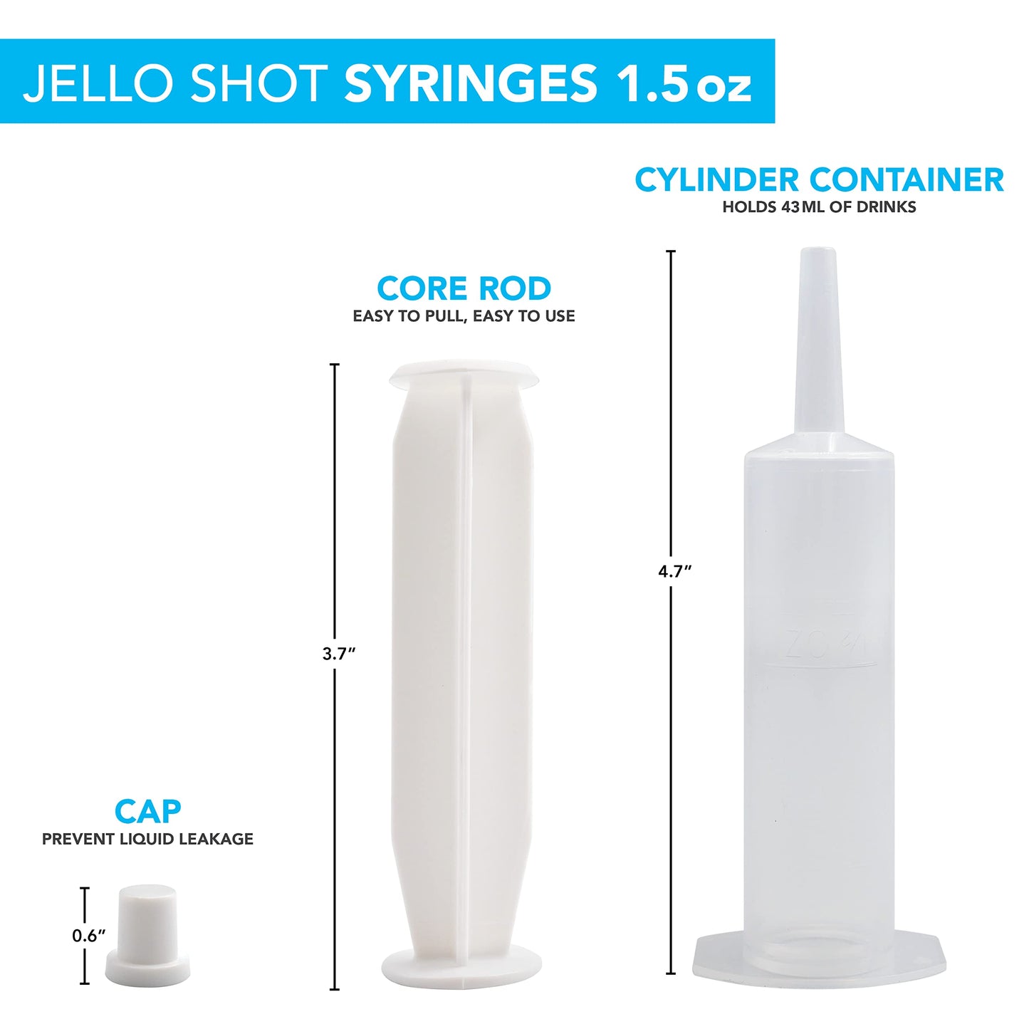 Party Essentials 1.5 Ounce Gelatin Shot/Gelatin Syringe Injectors with Caps, 12-Count, Clear