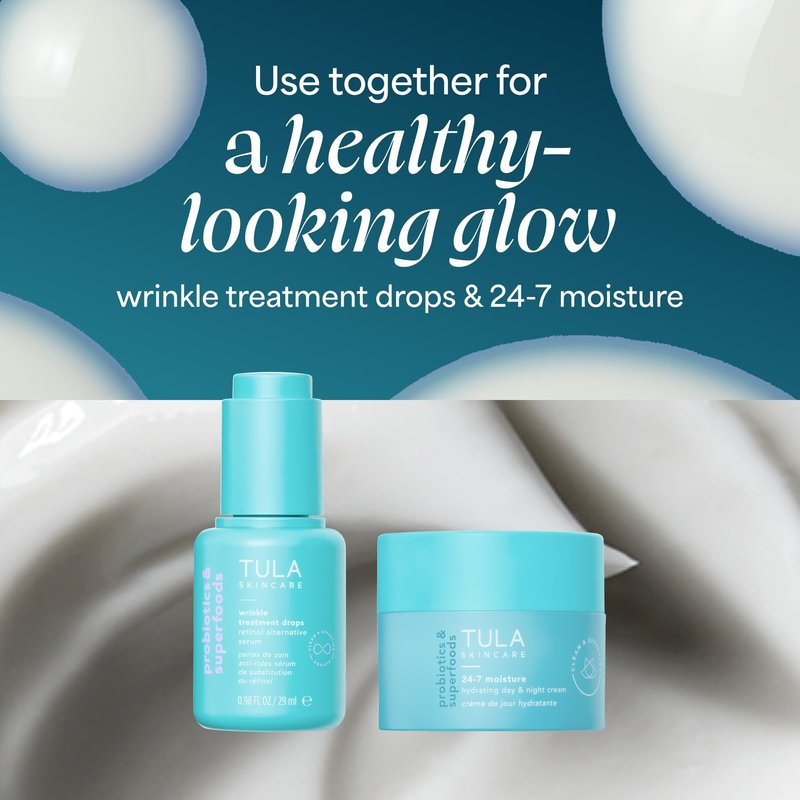 TULA Skin Care Wrinkle Treatment Drops - Retinol Alternative Serum, Anti-Aging, Minimizes Wrinkles, Contains Bakuchiol, Alfalfa Sprouts, and Stevia, 0.98 oz.