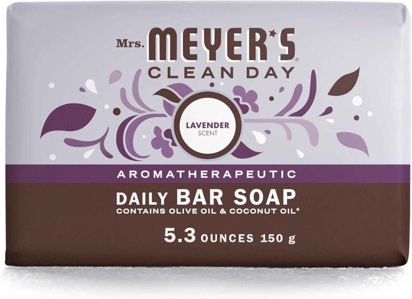 MRS. MEYER'S CLEAN DAY Bar Soap, Use as Body Wash or Hand Soap, Made with Essential Oils, Rain Water, 5.3 oz, 1 Bar