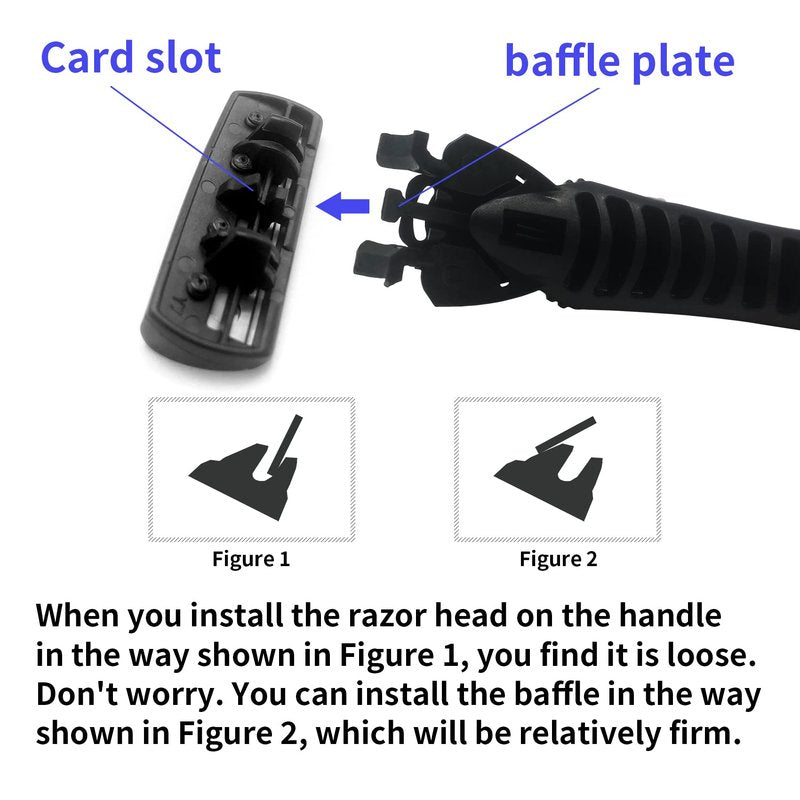 6-Blade Razor,Plastic Anti-slip Men Manual Refill Cartridges razors, Reusable Face Cleansing Care Tool, 30 pcs refill cartridges, Shave Supplies for Men and Women - Black