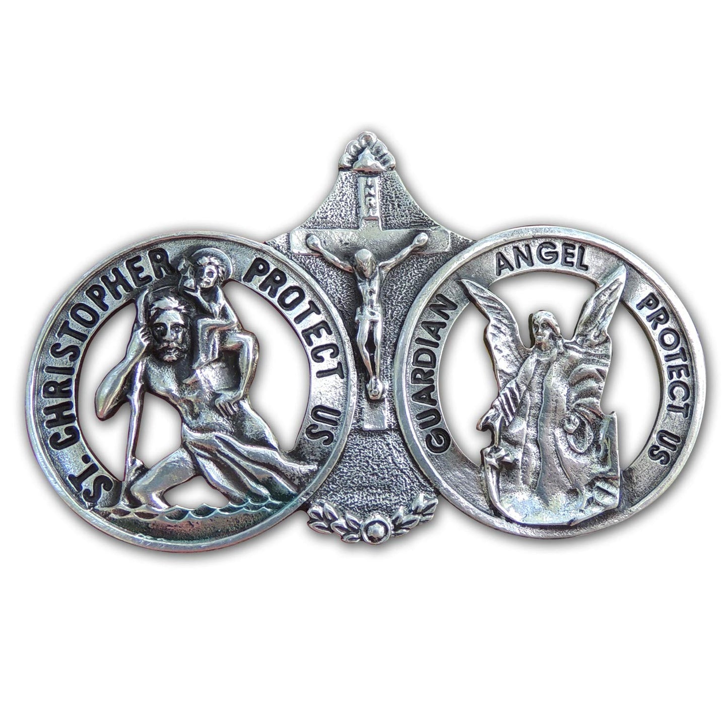 Cathedral Art Saint Christopher and Guardian Angel Visor Clip, Christian Car Accessory for New Drivers, 3 Inches
