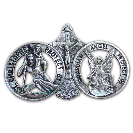 Cathedral Art Saint Christopher and Guardian Angel Visor Clip, Christian Car Accessory for New Drivers, 3 Inches