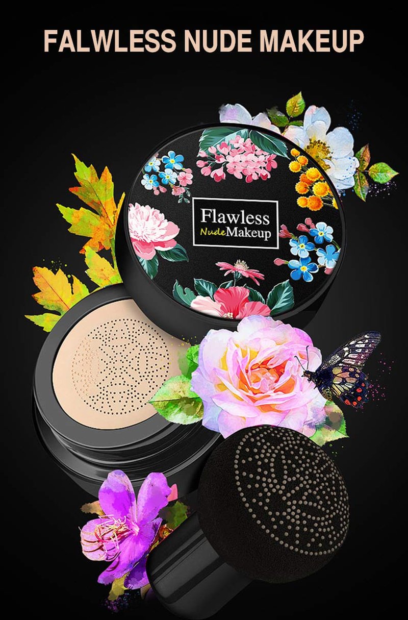 Aooba Air Cushion CC Cream Moisturizing Concealer Mushroom Head Brush Waterproof Makeup Foundation Moisture BB Cream for Women Girls (flower)