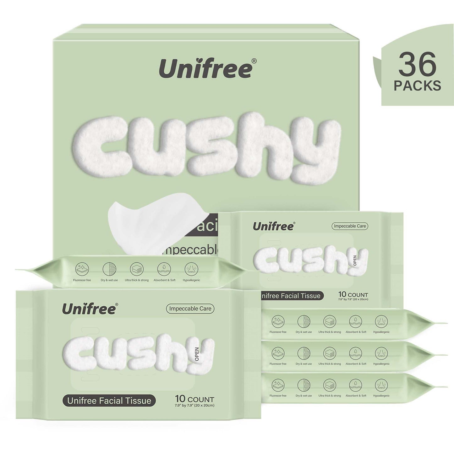 Unifree Facial Towels I Towelettes I Dry Wipes I Makeup Remover I Facial Tissues I On-the-go Convenient Pack (360 count)