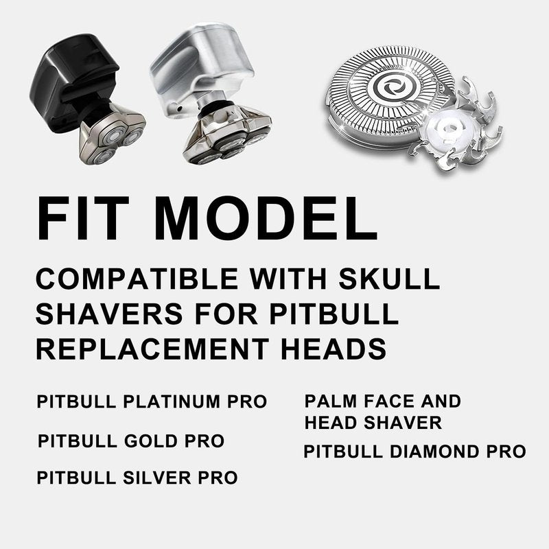 Head Shaver Replacement Heads Compatible with Sk-ull Shaver Pitbull Gold PRO, Pitbull Silver PRO, Palm, Pitbull Platinum PRO, Electric Razor Replacement head for Superior Shaving (16 PACKS)