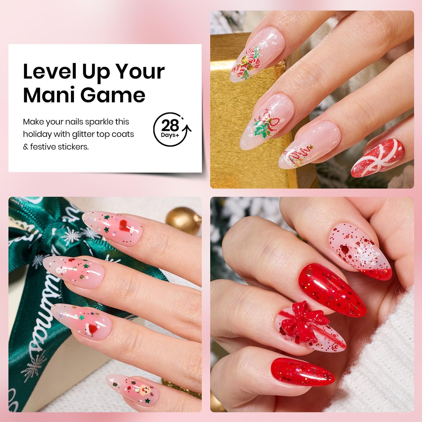 Beetles Glitter Gel Top Coat Set, 6Pcs 10ml Sparkle Glitter Cat Eye Top Coat Gel Nail Polish No Wipe Long Lasting Soak Off U V LED Manicure Salon DIY Gifts for Women