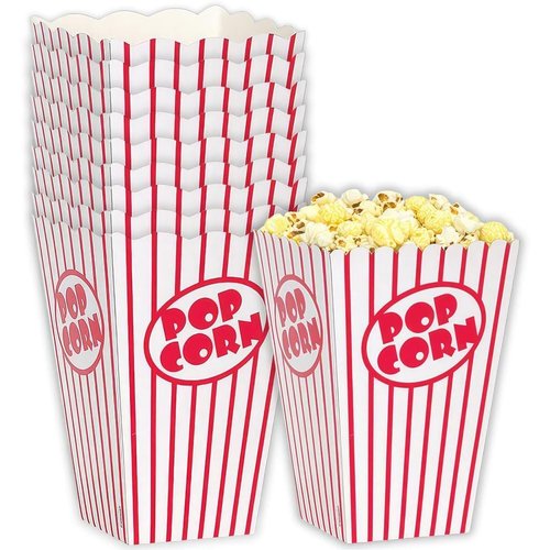 Unique 59022 Movie Theater Red and White Striped Popcorn Boxes, 10 Ct.