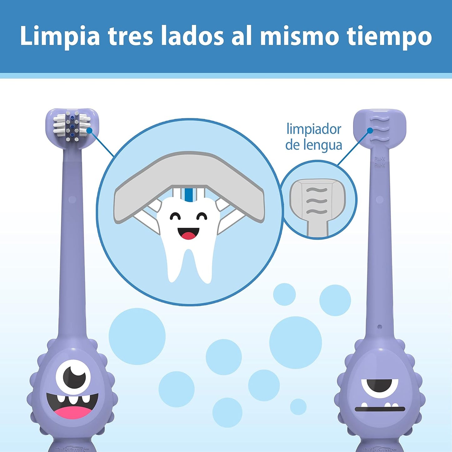 Dr. Brown's ToothScrubber Toothbrush, Three-Sided Toddler Training Toothbrush for Ages 1-4 Years with Suction Cup Base and Color Changing Bristles