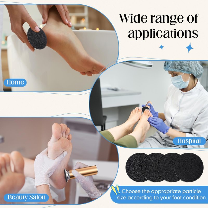 Gisafai 500 Pcs Sanding Replacement Pad Sandpaper Disk for Electric Foot File Callus Remover Tool Black Foot File Disc for Men Women Cracked Heels Dead Skin (60 Grit,80 Grit,100 Grit,180 Grit)