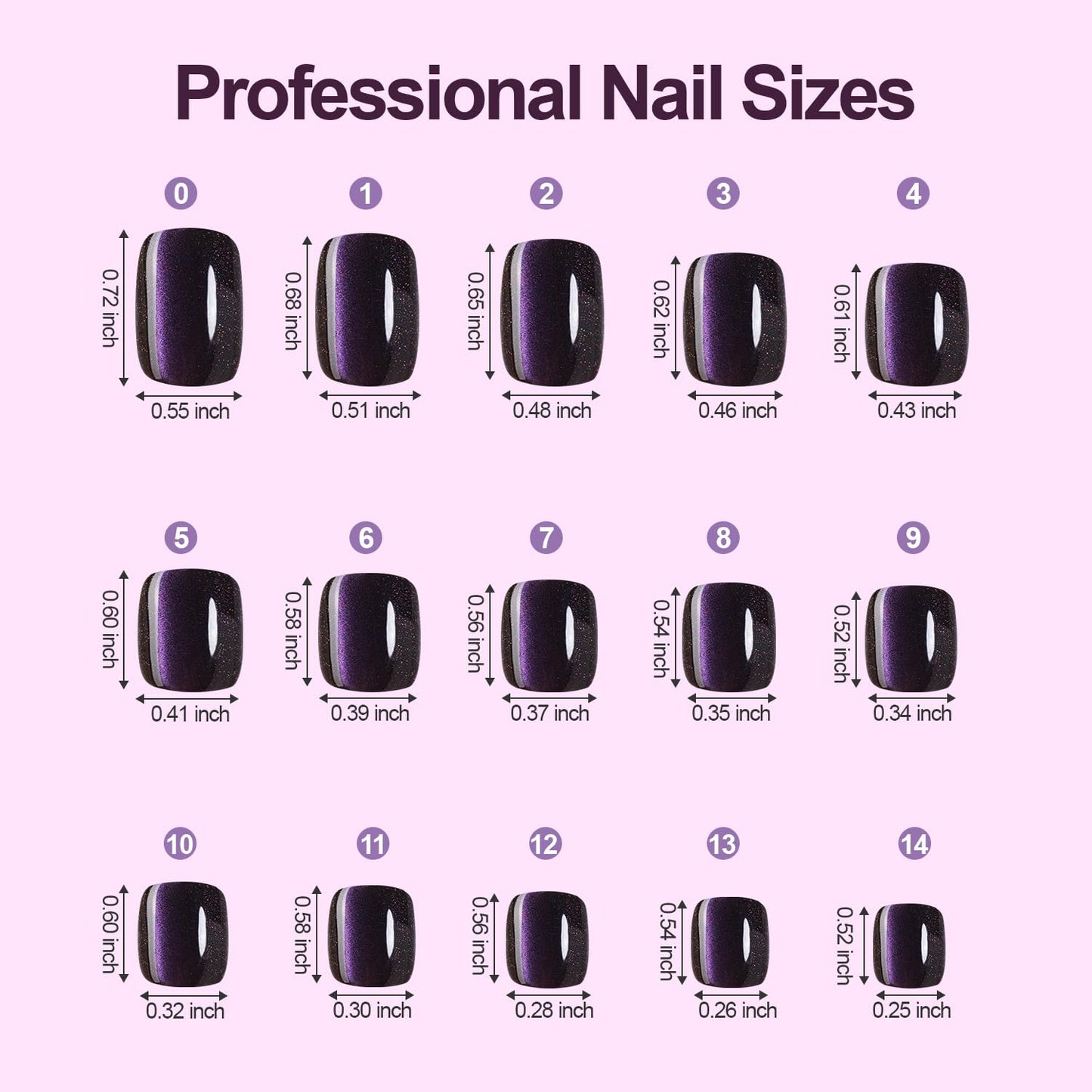 150Pcs Cat Eye Press on Nails Short Square, Plauva Soft Gel Fake Nails, Glossy Glitter Cat Eye Nail Tips for Women and Girls Stick On Nails in 15 Sizes