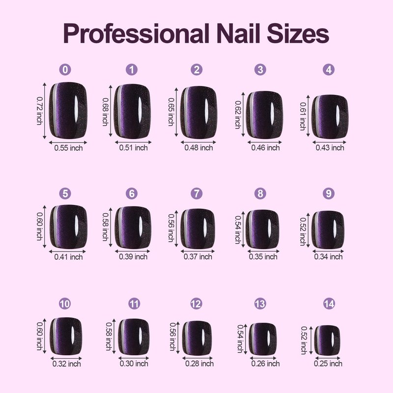 150Pcs Cat Eye Press on Nails Short Square, Plauva Soft Gel Fake Nails, Glossy Glitter Cat Eye Nail Tips for Women and Girls Stick On Nails in 15 Sizes