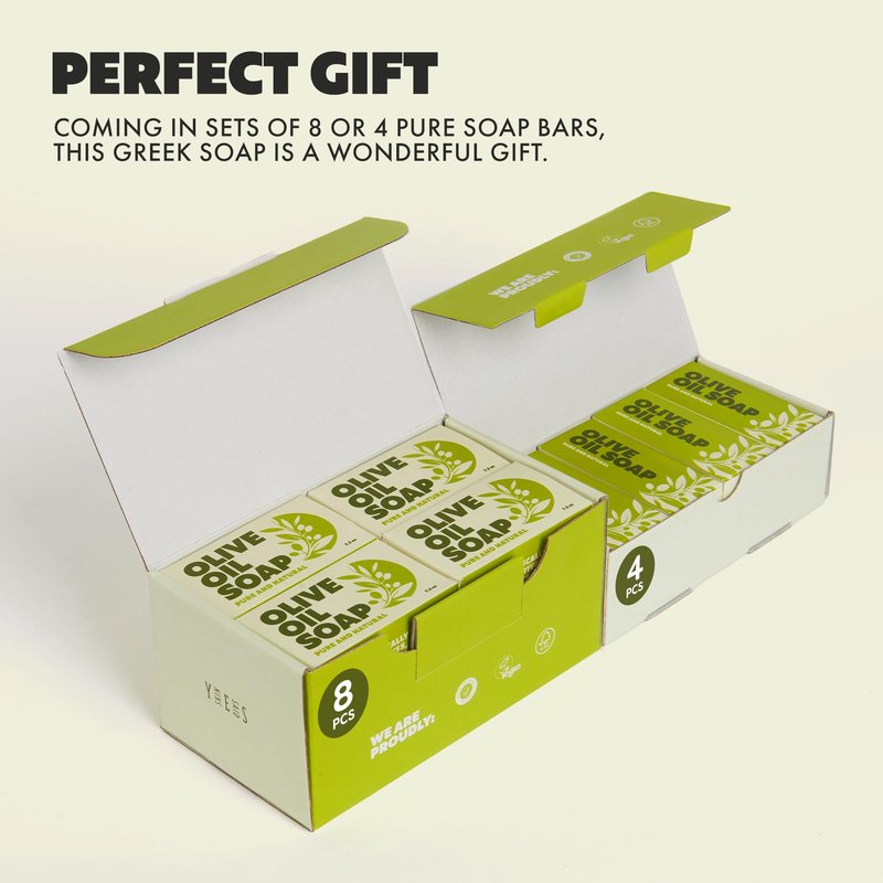 Skin Said Yes Olive Oil Bar Soap 8 Pack | Made in Greece | Pure Oilve Oil Hand Soap | Moisturizing, Nuorishing and Gentle on Skin, Rich in Antioxidants