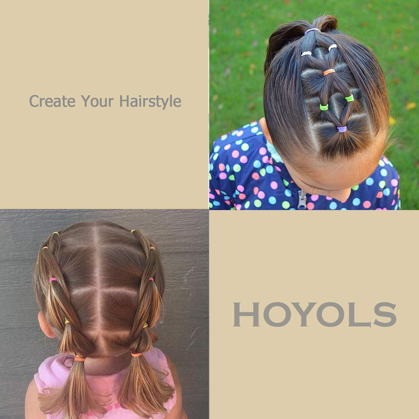 HOYOLS 3/4” Inches Black Hair Rubber Bands for Hair Ties Small Mini Elastics Bands Large Braiding Ponytail Holders for Baby Toddler Girls Kids No Damage 600pcs (M) Latex-Free