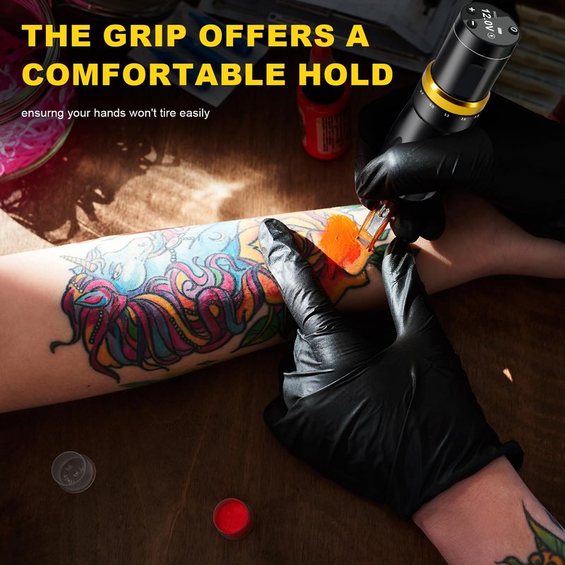 KVM Tattoo Pen Kit,Shorter Body Design,Wireless Tattoo Machine,7 Adjustable Stroke Options,Shorter Body Design,1500mAh Power Supply,Suitable for Professional Tattoo Artists and Tattoo Enthusiasts