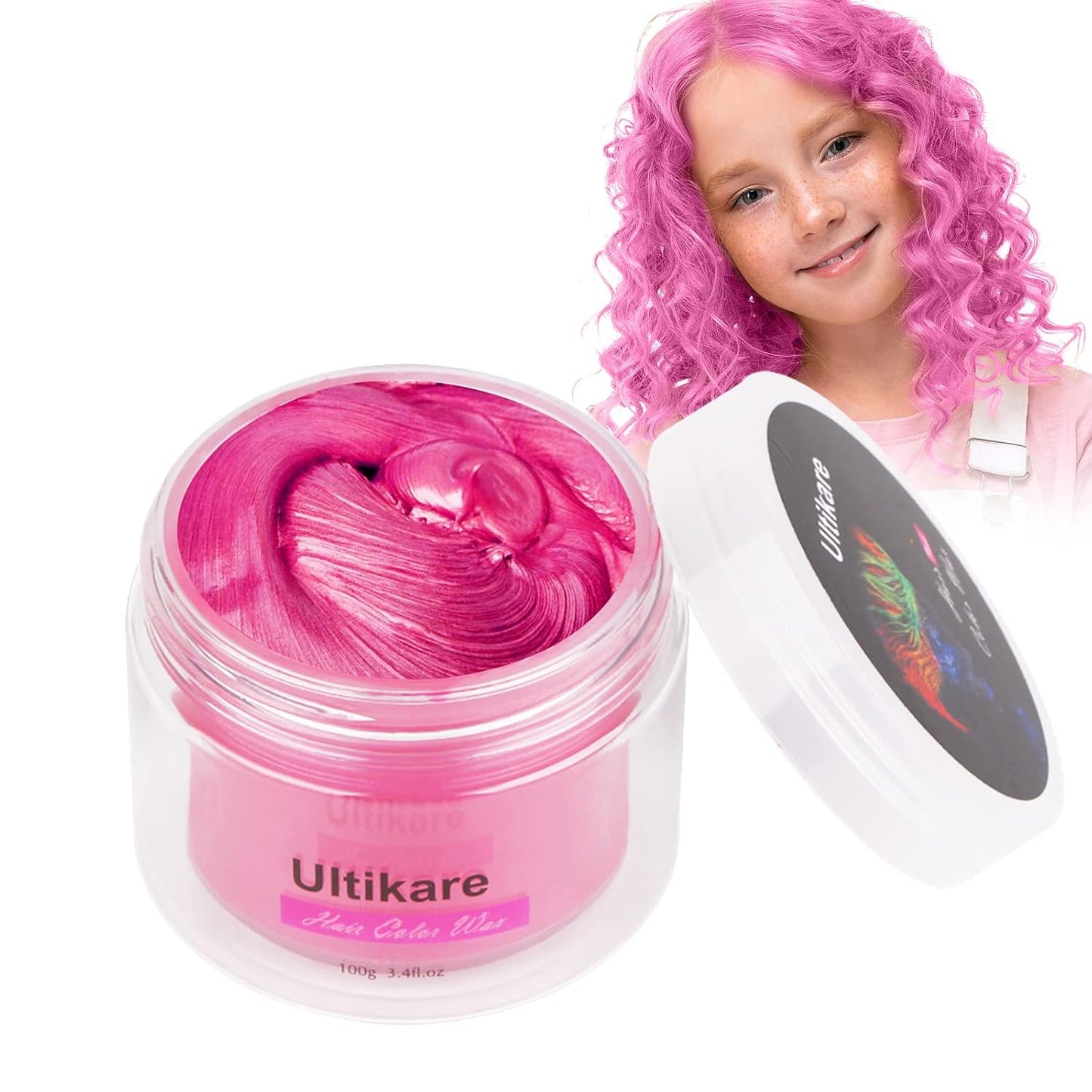 Temporary Hair Color for Kids, Ultikare Orange Hair Dye Washable Natural Hair Wax Color Chalk Mud Cream DIY Hairstyle Clay For Dark Hair Halloween, Cosplay, Party, Christmas Gift Girls 3.4 Fl Oz