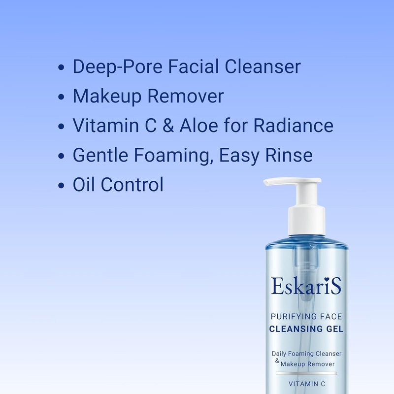Purifying Face Cleansing Gel | Vitamin C & Aloe Vera Daily Foaming Wash - Oil Control, 13.52 oz (400 ml)