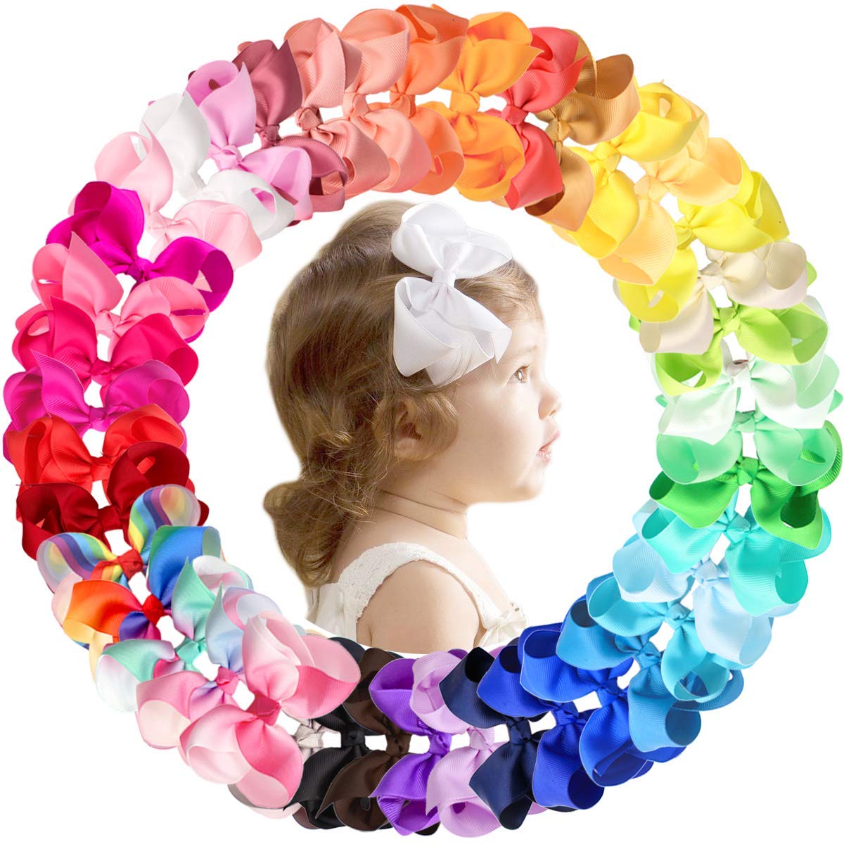 40Pcs 3 inch Hair Bows for Girls Grosgrain Ribbon Toddler Back to School Hair Accessories with Alligator Clips for Baby Girls Kids in Pairs