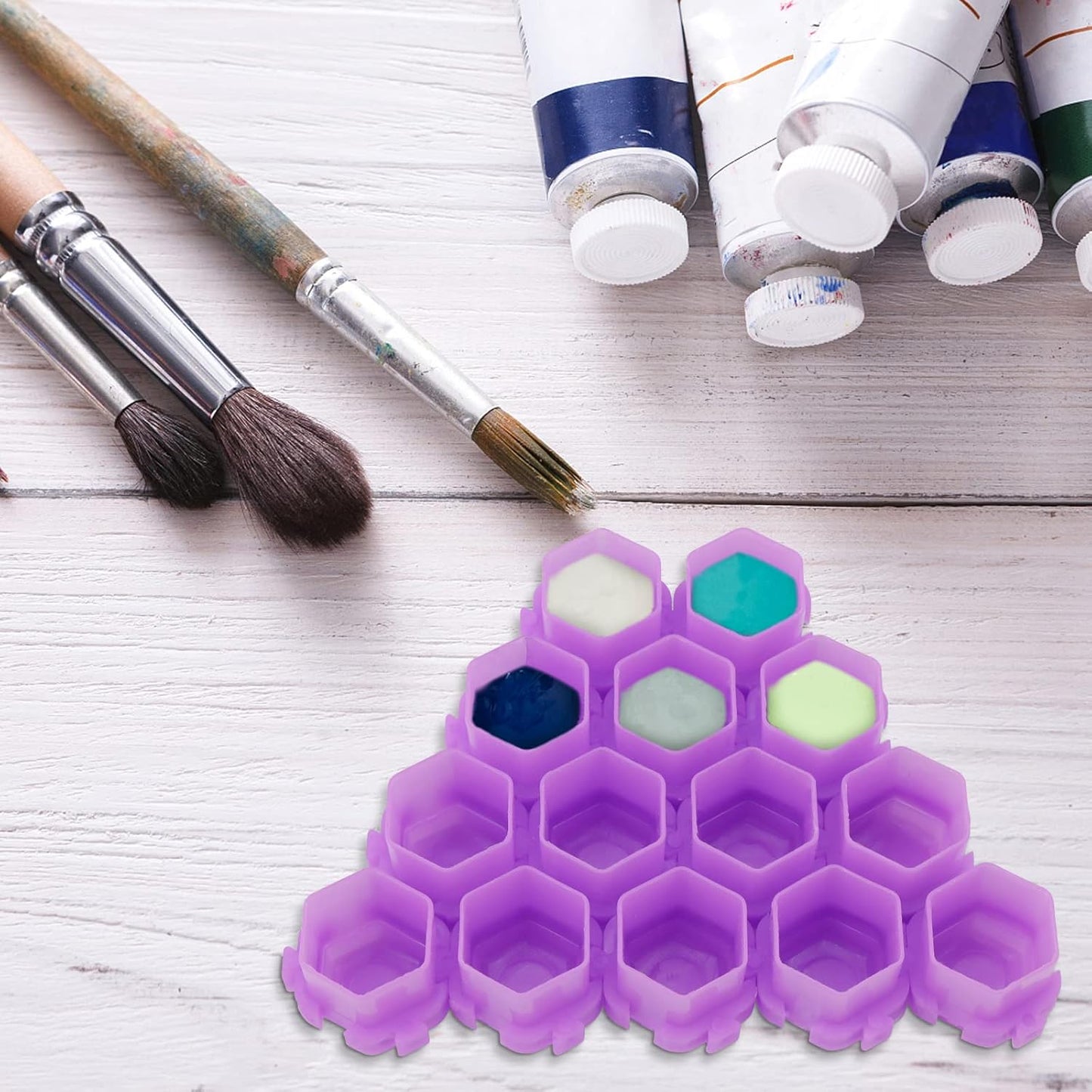 Tattoo Ink Cups - 400 PCS Purple Honeycomb Shape Pigment Holders with Base Design | Perfect for Tattoo Artists