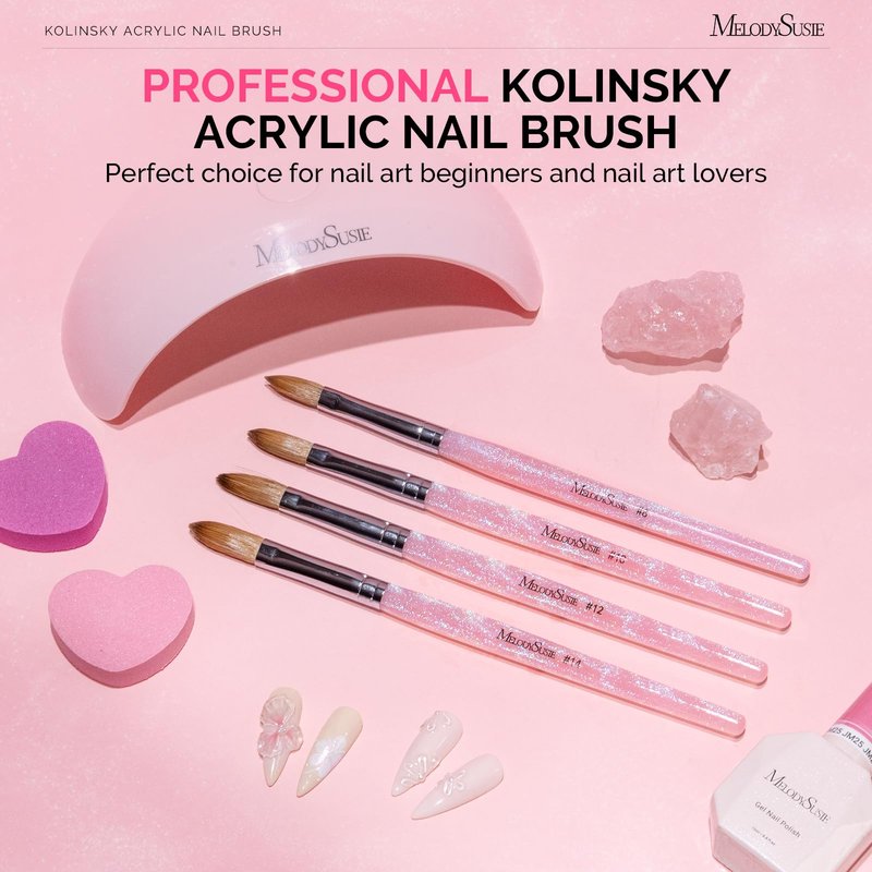 MelodySusie Kolinsky Acrylic Nail Brush,66% Kolinsky Hair Professional Nail Art Brush for Acrylic Application, Aurora Collection Fine Glitter Brush,Size 14