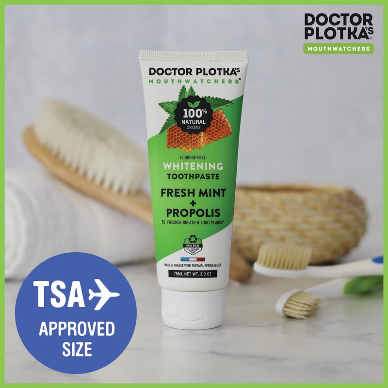 Fluoride Free Toothpaste, Hydroxyapatite Toothpaste for Adults, Organic Propolis, Naturally Sourced Ingredients for Whitening, Sensitive Teeth & Gums, SLS Free, Fresh Mint, by Dr. Plotka's, 3oz