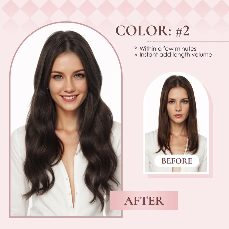 Hyssiet 14 Inch Clip in Real Human Hair Extensions,Dark Brown Remy Thick Invisible Straight Clip Hair,Seamless, 65 Gram 7 Pieces With 16 Clips,Perfect for Fine or Thinning Hair