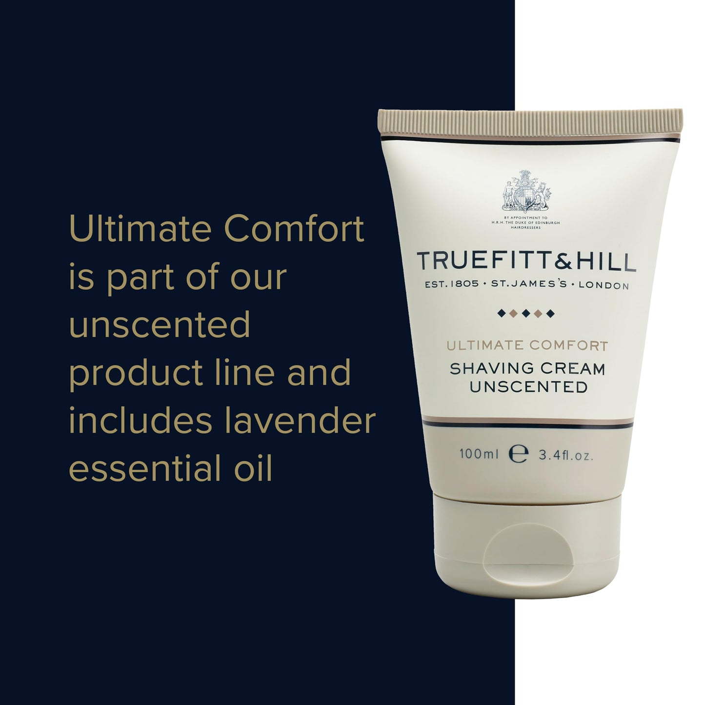 Truefitt & Hill Ultimate Comfort Shaving Cream Tube for Men, Unscented, 3.4 oz.