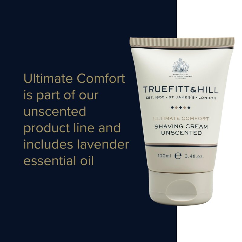 Truefitt & Hill Ultimate Comfort Shaving Cream Tube for Men, Unscented, 3.4 oz.