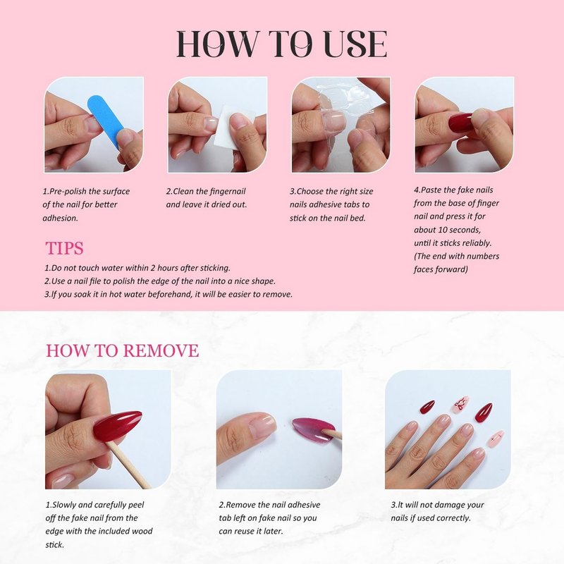 Handmade Press on Nails Long Square Fake Nails Luxury Pearl Rhinestone & 3D Flower Art Designs Salon Quality Acrylic Nails French Tip Gold Rose Steel Ball False Nails Stick on Nail for Women(Size M)
