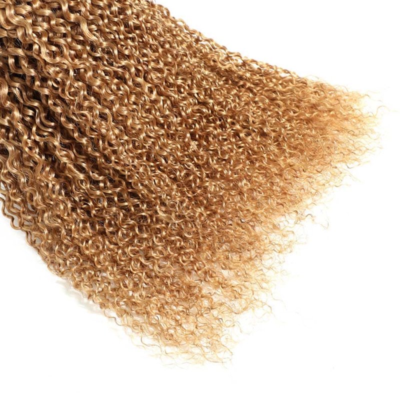 Honey Blonde Kinky Curly Human Hair Bundles - Two Tone Ombre | 8, 10, 12 Inch Lengths