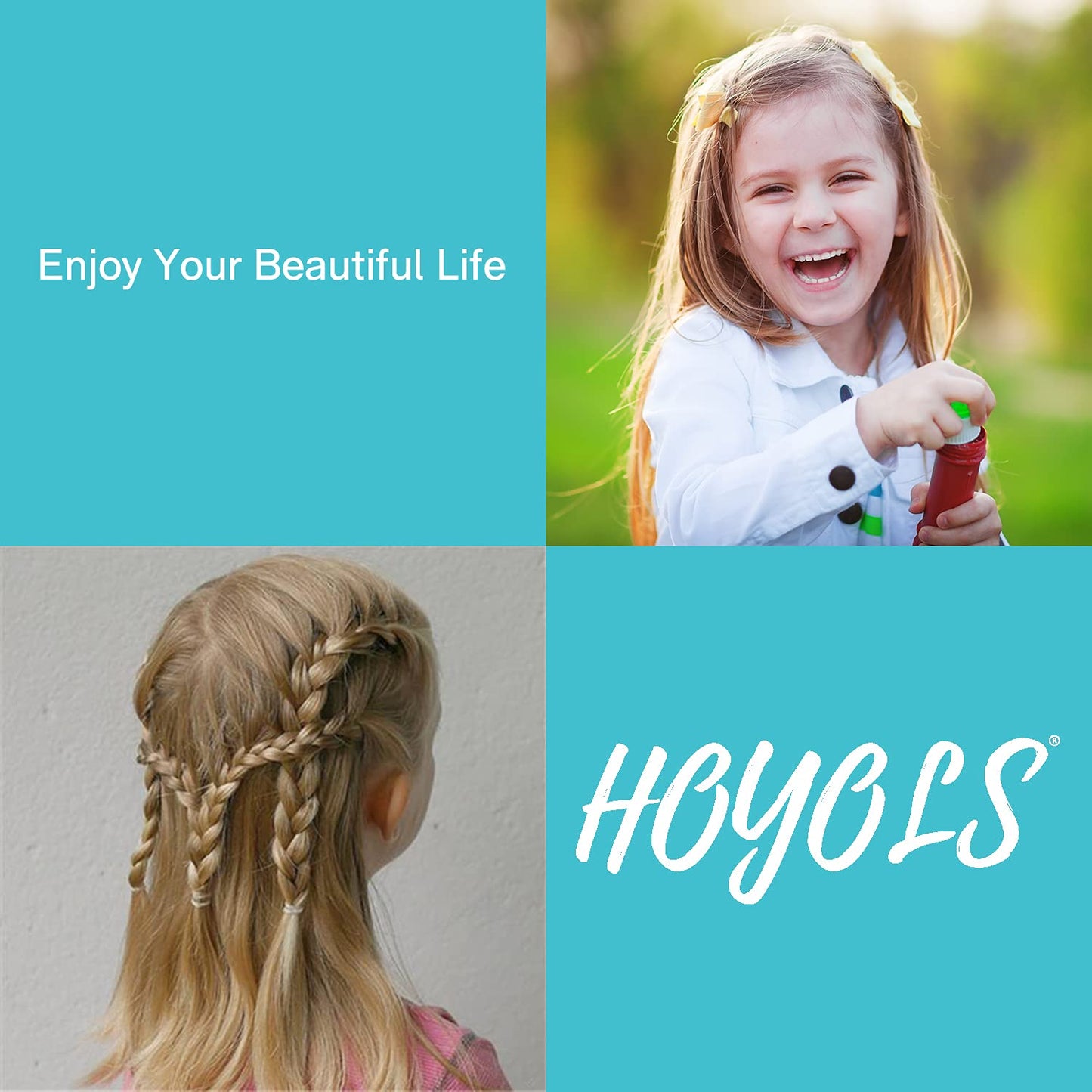 HOYOLS 3/4” Inches Black Hair Rubber Bands for Hair Ties Small Mini Elastics Bands Large Braiding Ponytail Holders for Baby Toddler Girls Kids No Damage 600pcs (M) Latex-Free
