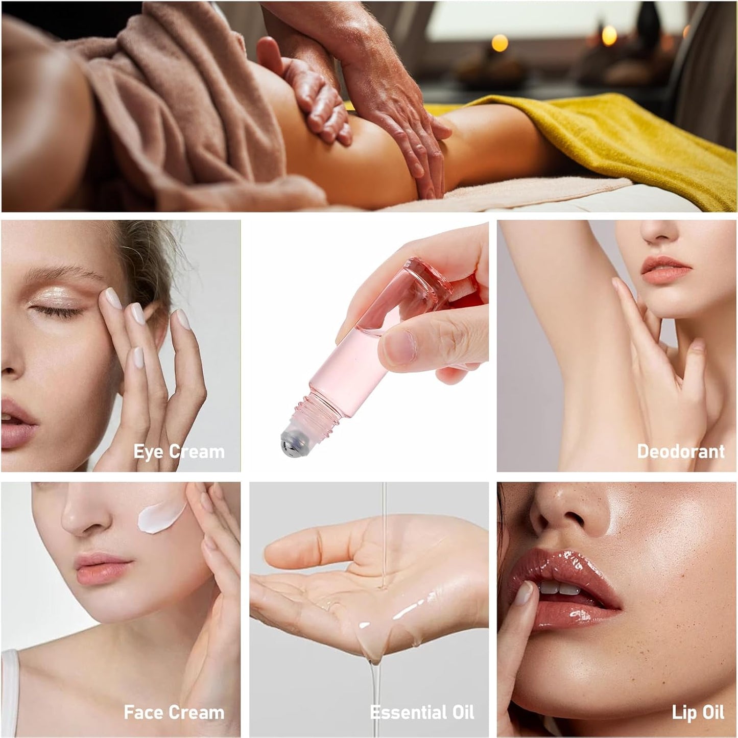Essential Oil Roller Bottles - 45Pcs 10ml Thick Glass Vials with Stainless Steel Rollers | Rose Gold for Aromatherapy & Perfumes
