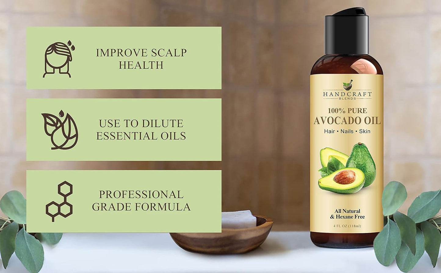 Handcraft Blends USDA Organic Jojoba Oil - Cold-Pressed 4 Fl Oz - 100% Pure and Natural - Premium Grade Carrier Oil for Skin and Hair - Hair and Body - Massage - Hexane-Free