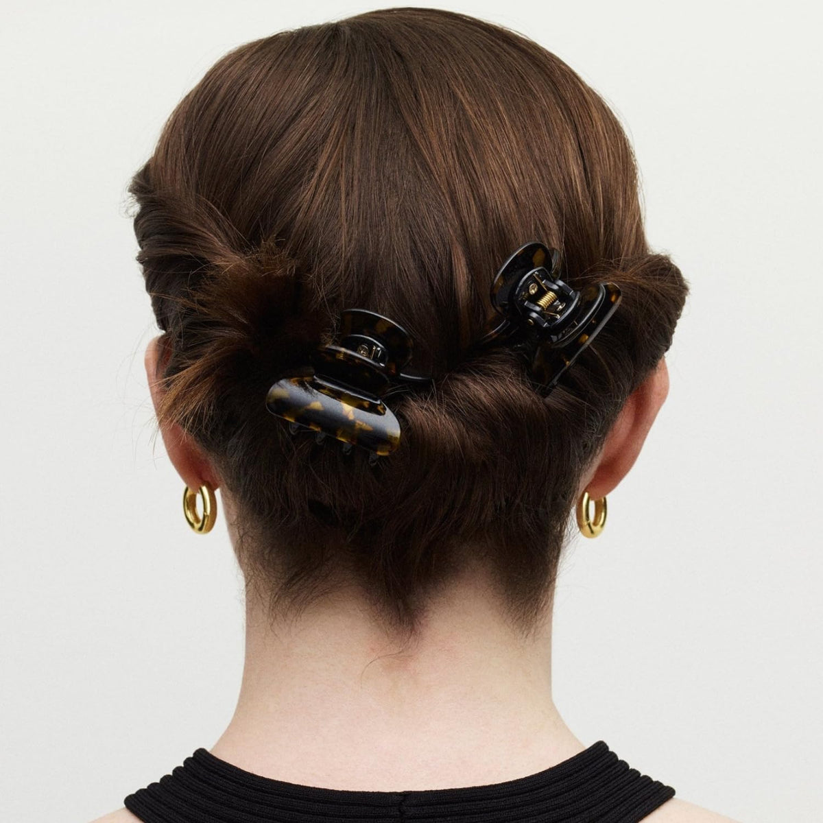 MACHETE Women Hair Clip Twin Heirloom Claw Clips in Blue Shell Checker, 1.375 inch Hair Clamps Fashion Hair Accessories