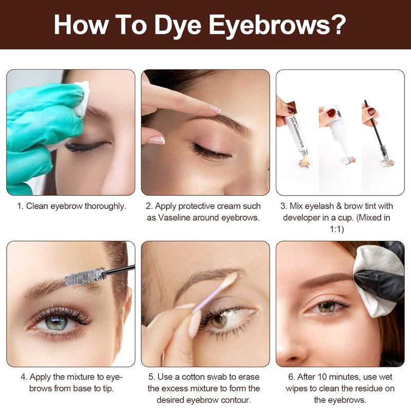 Eyelash & Eyebrow Kit - 2-In-1 Professional Lash & Brow Color Set | Easy DIY Hair Color for Salon & Home - 7ml Coffee/Dark Brown