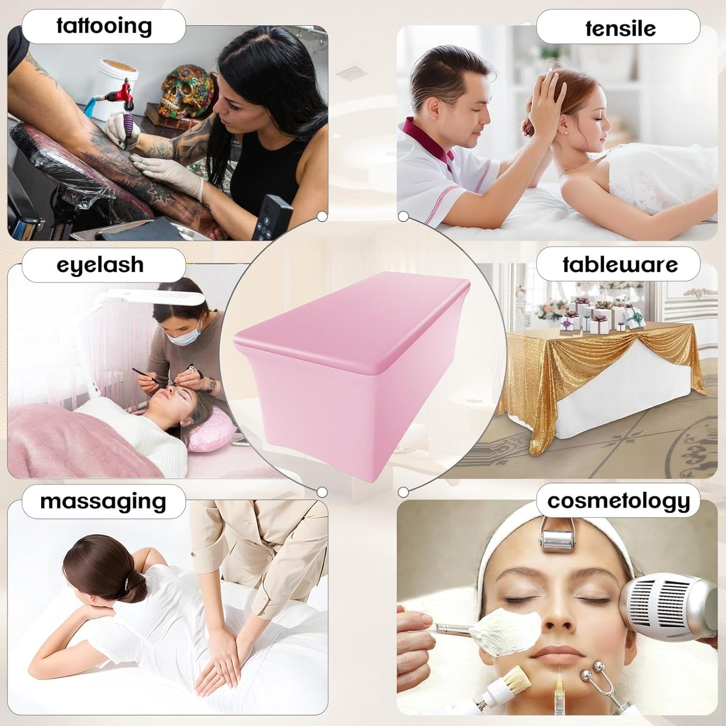 Pink Lash Bed Cover - 6FT Vinyl Massage Table Protector | Silky, Waterproof & Durable Spa Bed Cover for Estheticians