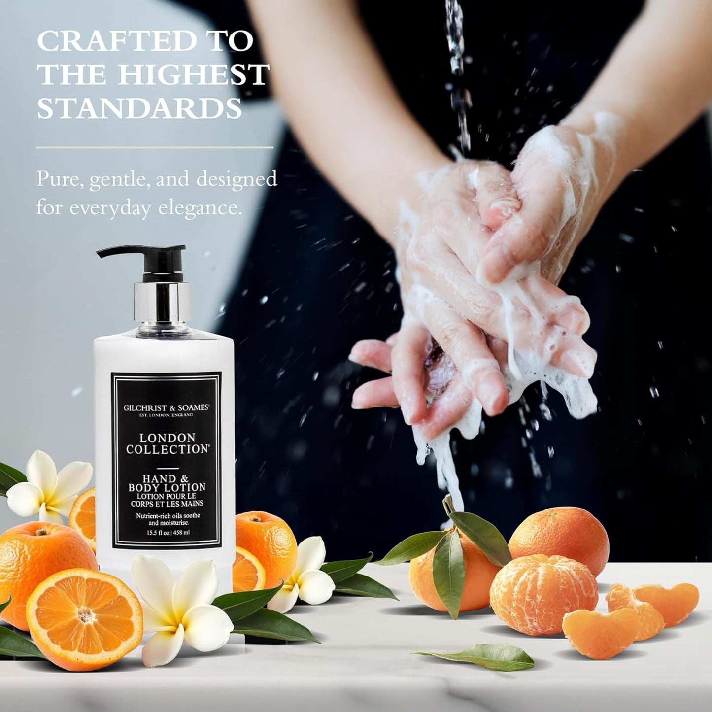 Gilchrist & Soames Hand Wash - Natural Moisturizing Liquid Cleanser with Red Tea & Grape Seed Oil | 15.5 oz Pump Bottle