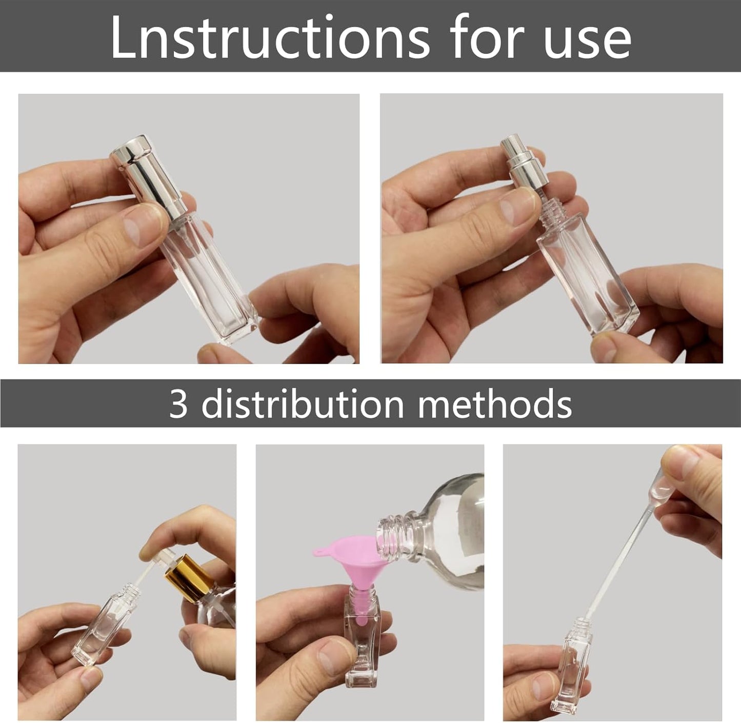 6 Pack 10ml Perfume Travel Refillable Bottles Leak Resistant Empty Glass Spray Bottles Mini Cologne Atomizer for Travel Size and Decants