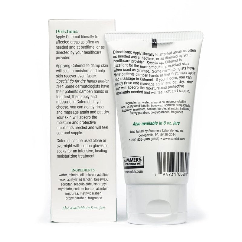 Cutemol Emollient Moisturizing Cream - Intensive Hydration for Dry, Damaged Skin | 2 oz Balm for Eczema & Psoriasis