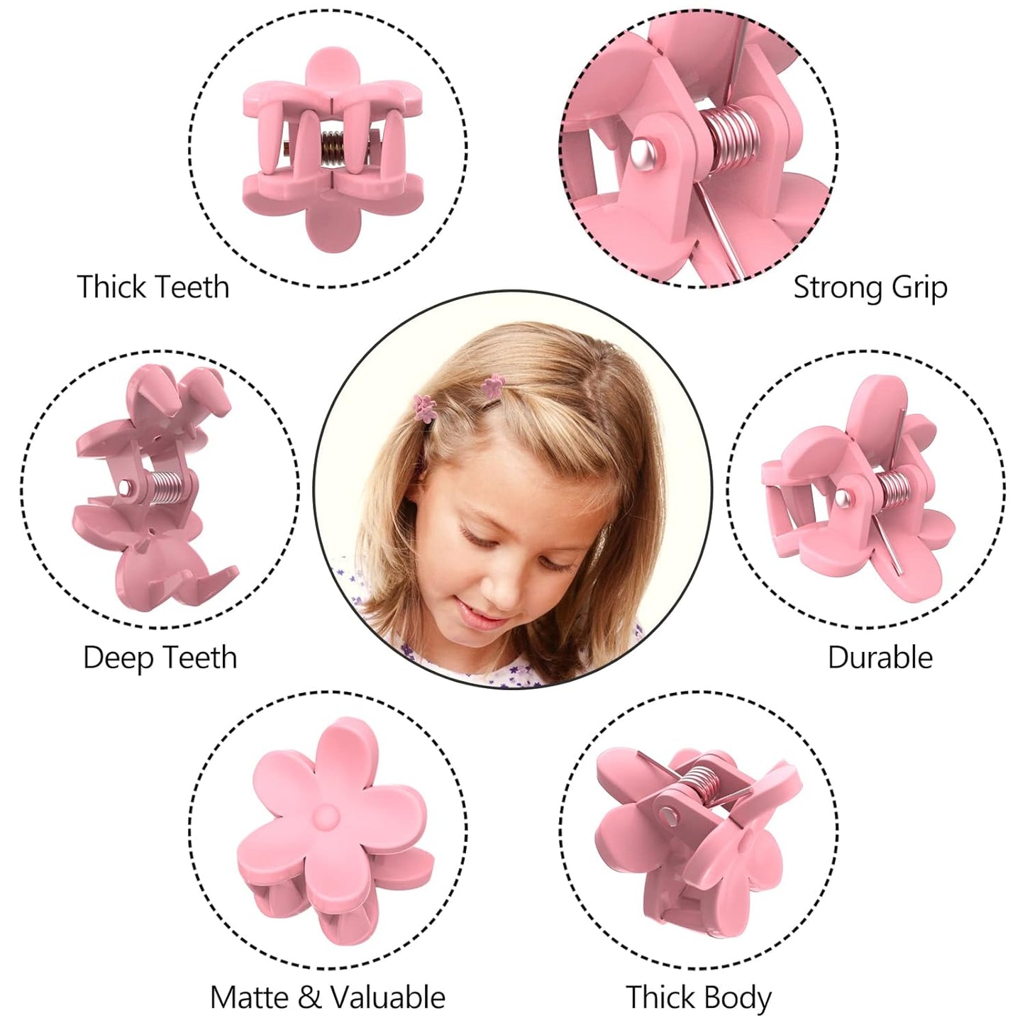 Mini Hair Clips Pack of 100 - Colorful Tiny Flower Hair Clips for Baby Toddler Girls Women, Strong Grip for Fine Hair Bangs