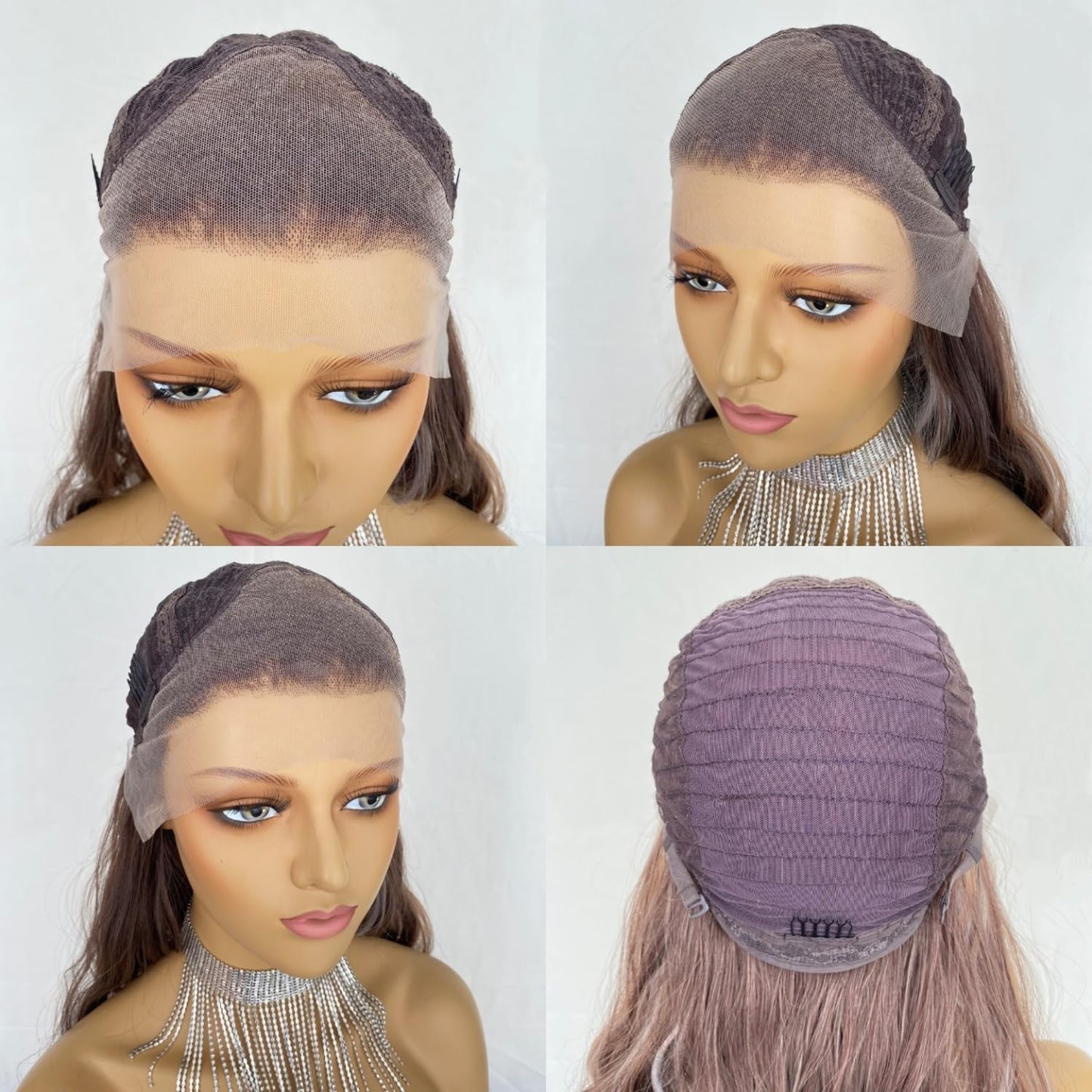 CIMITIKI Ash Brown Wigs Highlight Platinum Hair Mixed Honey Blonde 13x4 Lace Front Wig Ombre Silver Loose Wavy Synthetic 20Inch Pre Plucked for Women