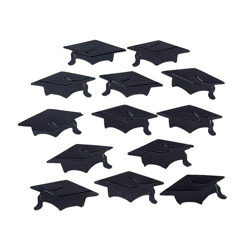 Fun Express - Black Graduation Hat Confetti(2oz) for Graduation - Party Decor - General Decor - Confetti - 1 Piece