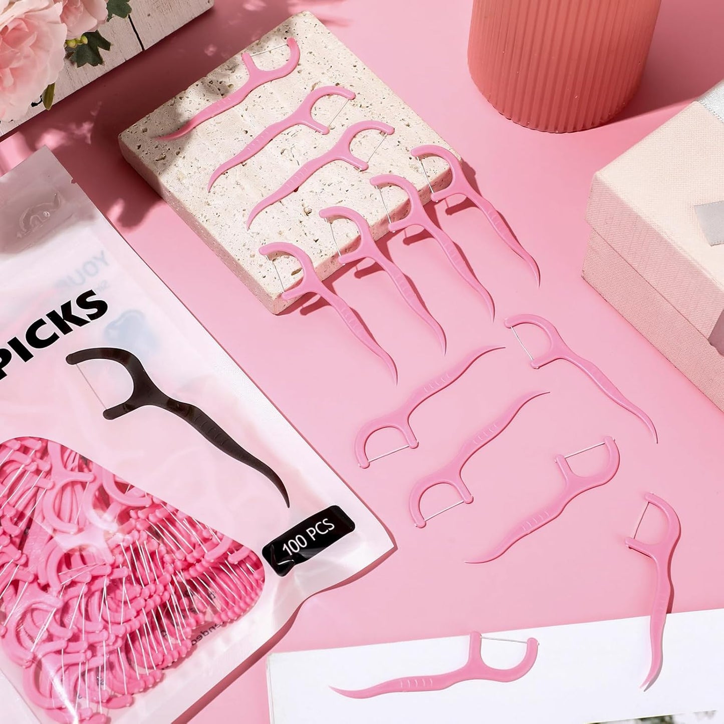 Baderke 200 Count Floss Picks Bulk Non Breakable Tooth Picks Flosser Dental Floss Sticks for Adults Teeth Cleaning Dental Flossers for Family Pack Travel(Light Green)