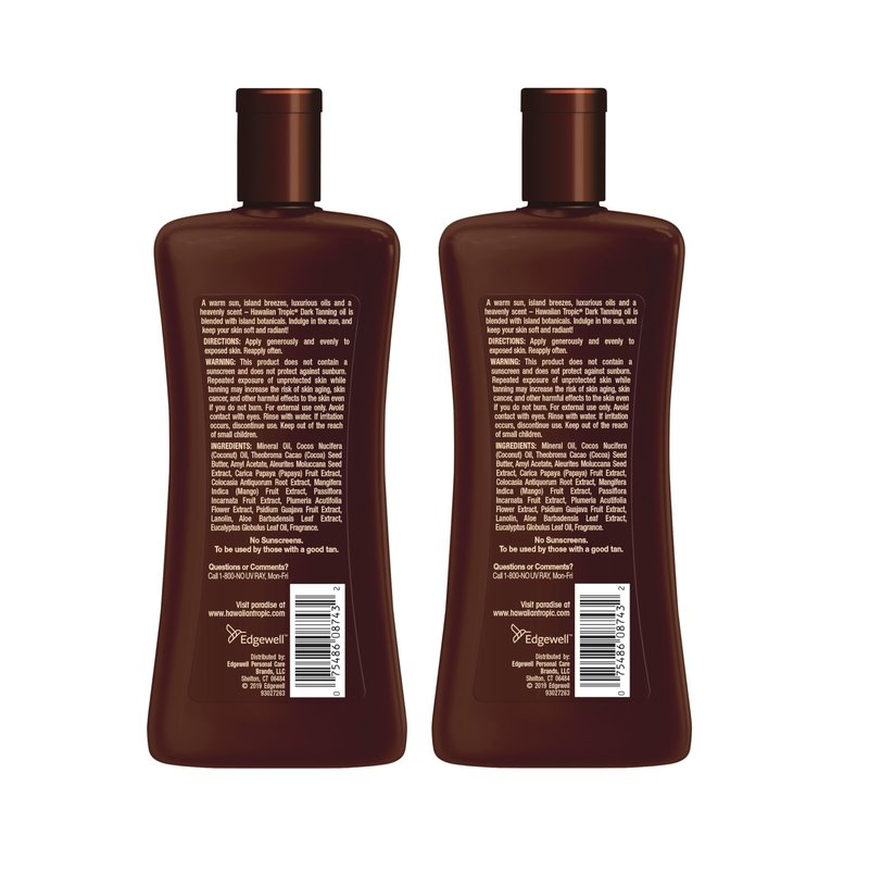 Hawaiian Tropic Dark Tanning Oil, 8 Fl Oz | Moisturizing Body Oil with Cocoa Butter, Tan Enhancer, 8 Fl Oz each Twin Pack