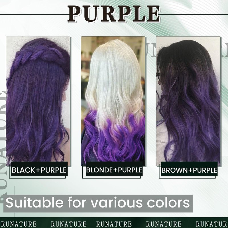 RUNATURE U Tip Hair Extensions Human Hair Purple Hair Extensions Real Human Hair Pre Bonded Keratin Hair Extension Purple Hot Fusion Hair Extension Remy Natural Hair for Party 16 Inch 20g 25s