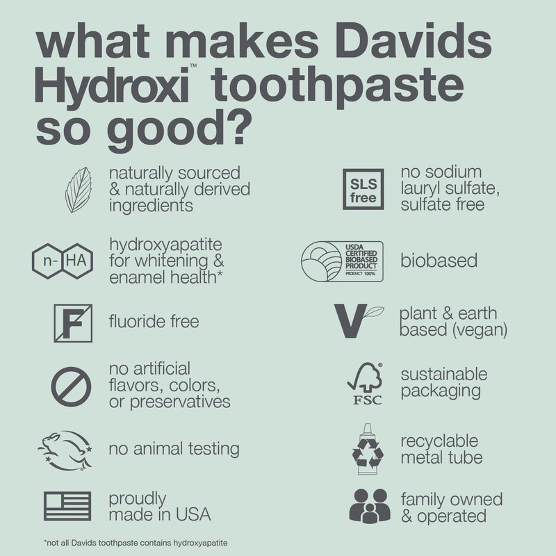 Davids Hydroxi Fluoride Free Nano Hydroxyapatite Toothpaste for Enamel Health & Whitening, Antiplaque, SLS Free, Kid Friendly Orange Vanilla Flavor, 4 oz, Made in USA
