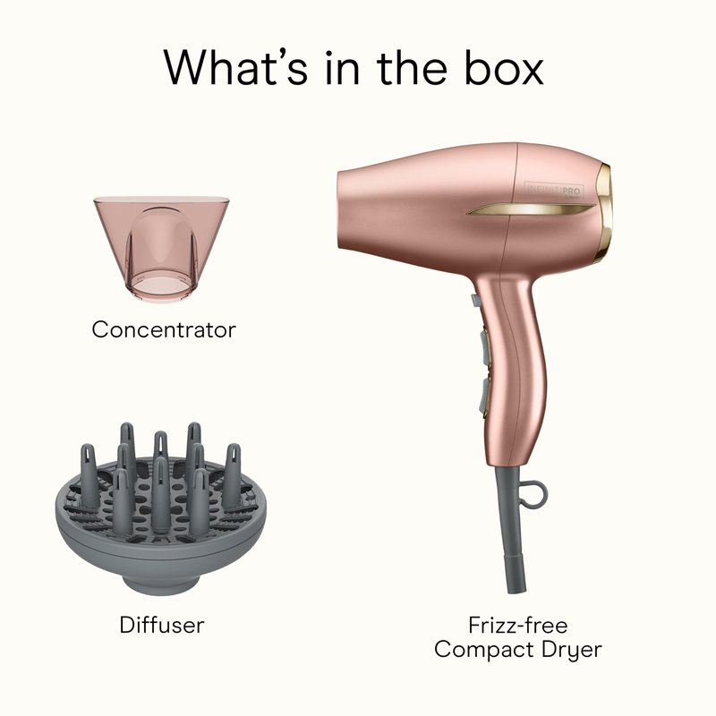 Conair INFINITIPRO BY Frizz Free Compact Hair Dryer ~ 2x the Shine 3x the Frizz Control, dusty rose, 1 Count