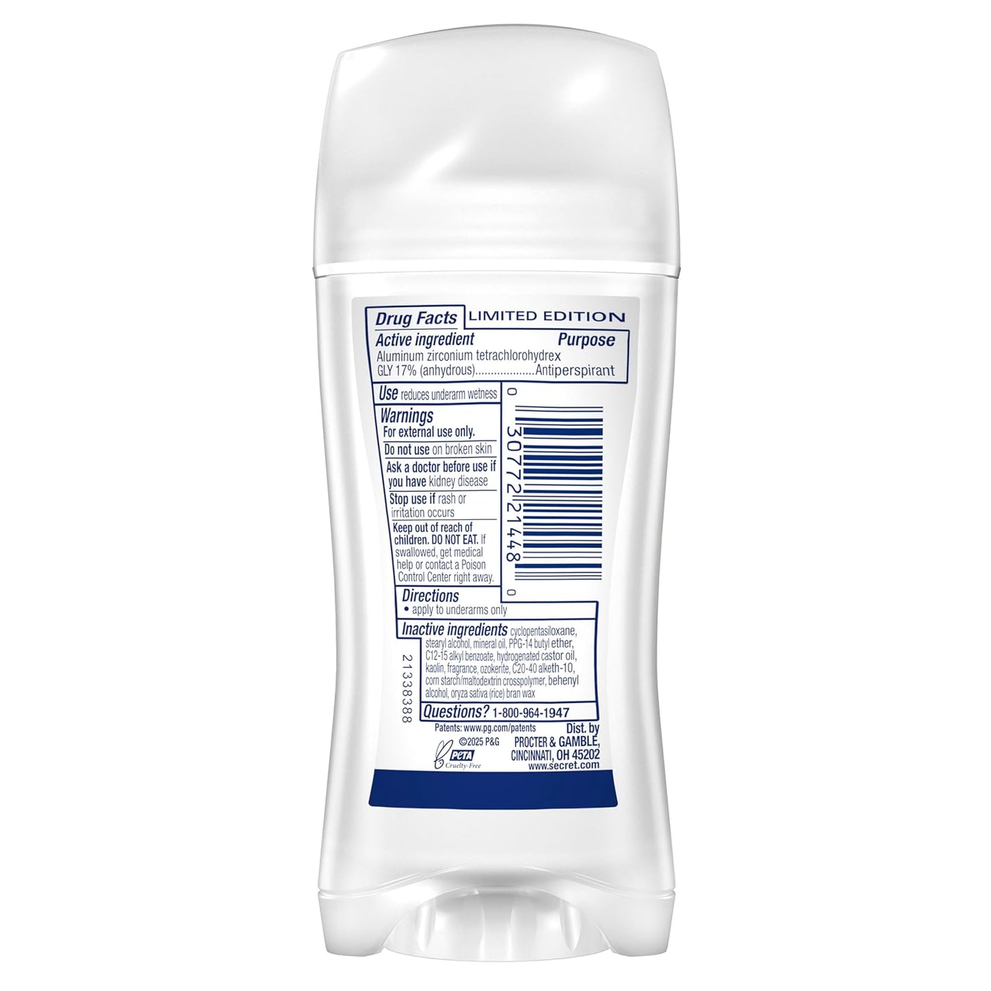 Secret Fresh Antiperspirant Deodorant for Women, 72hr Breathable Sweat & Odor Protection, Instant Freshness & Gentle, PH Balancing Minerals, Invisible Solid, Sweet Nectarine Scent, 2.6 oz