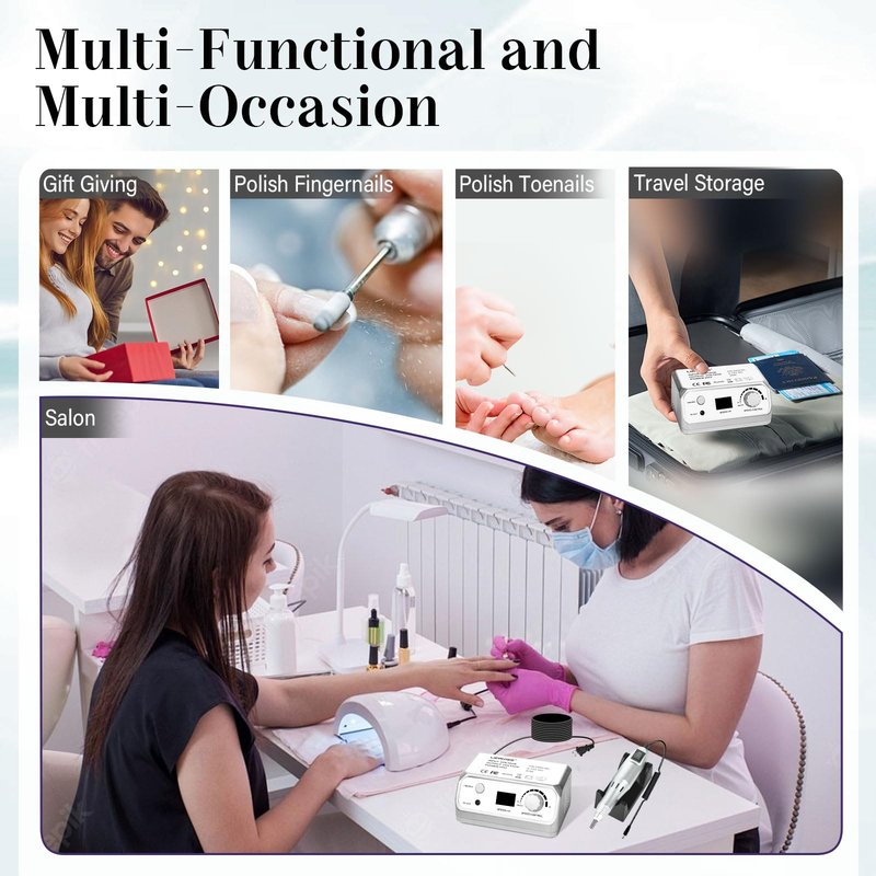 LIERKISS Professional Nail Drill 35000RPM Drill Nail Electric Nail File Dril Nails with 100pcs Sanding Bands and Nail Drill Bits for Acrylic, Gel Nail Manicure & Pedicure