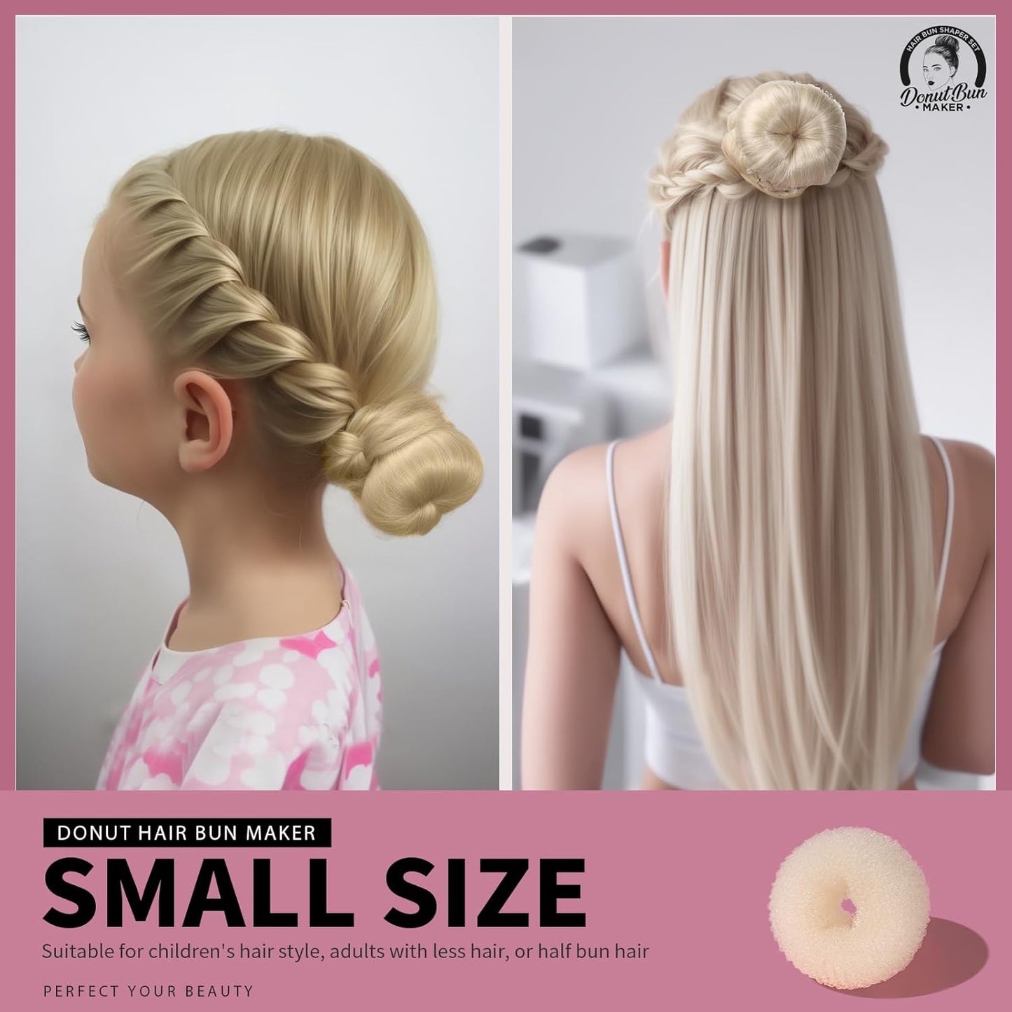 Teenitor Hair Donut, Hair Bun Maker, Black(Extra-large, Large, Medium and Small)